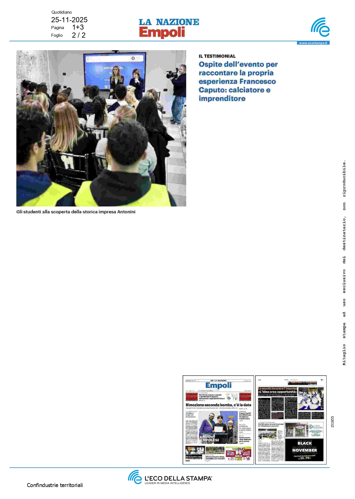 Antonini Empoli - La scuola incontra l'impresa - Press | Antonini Srl